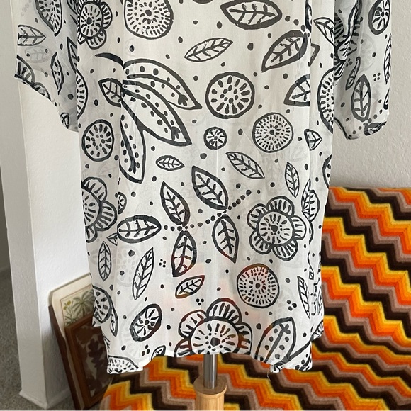 Gudrun Sjoden Lagenlook Floral Leaves Sheer Dress - Picture 6 of 10